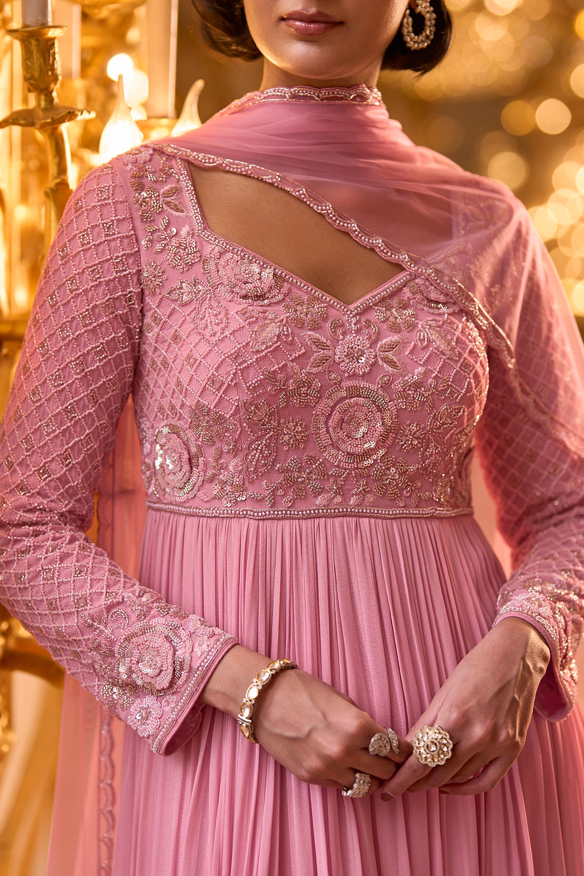 Pink Embroidered Anarkali Dress