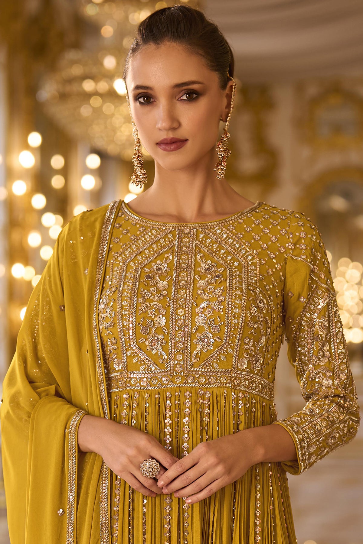 Mustard Yellow Anarkali Dress