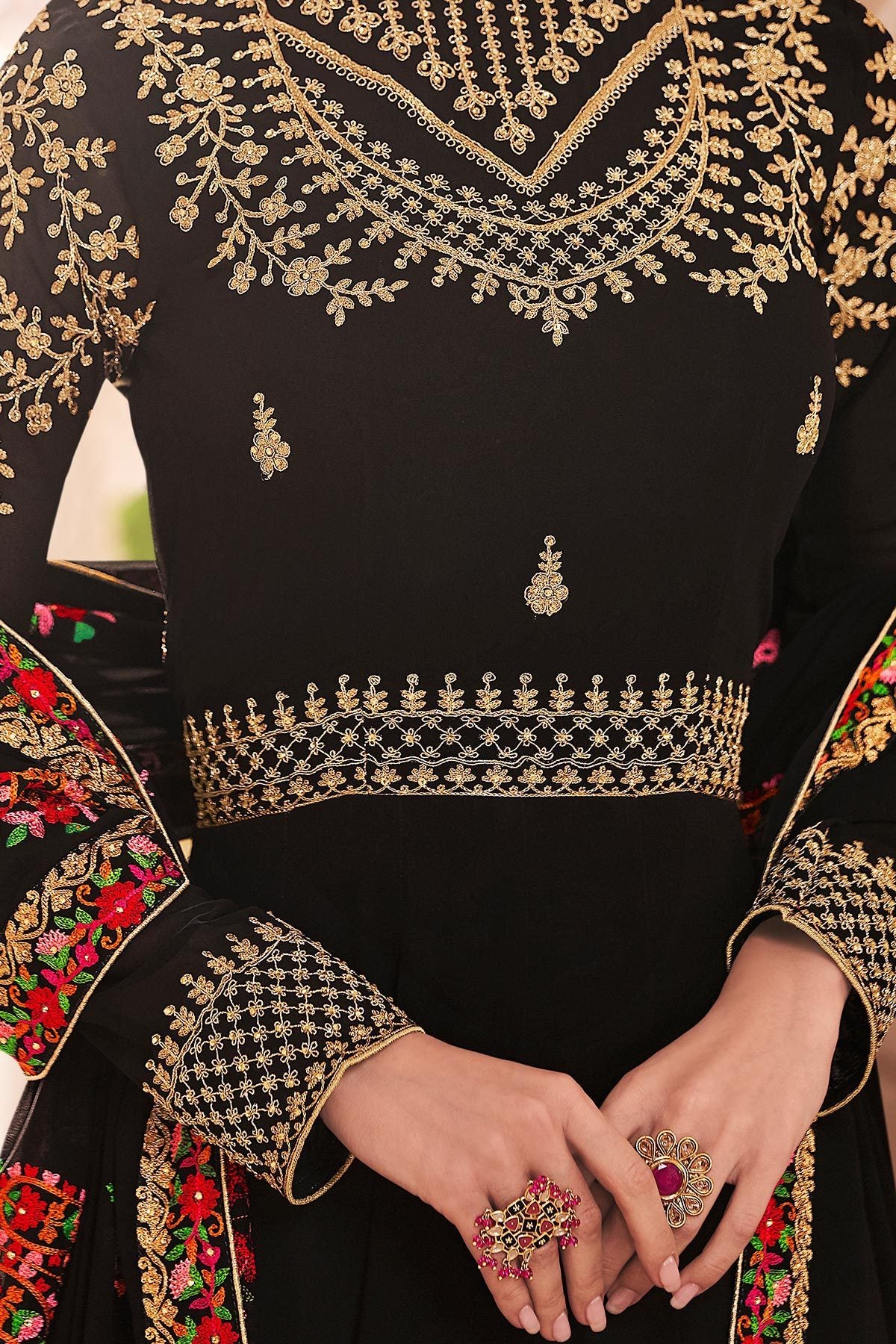 Onyx Black Anarkali in pure Georgette