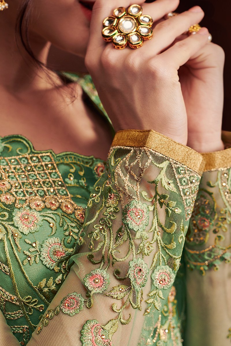 Seafoam Green Embroidered Party Wear Anarkali Suit