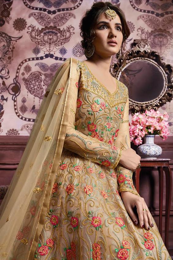Yellow Party Wear Layered Lehenga Style Anarkali Suit