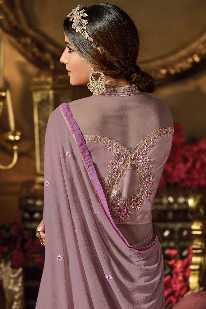 Lavender Cream Heavy Net Party Wear Anarkali Suit