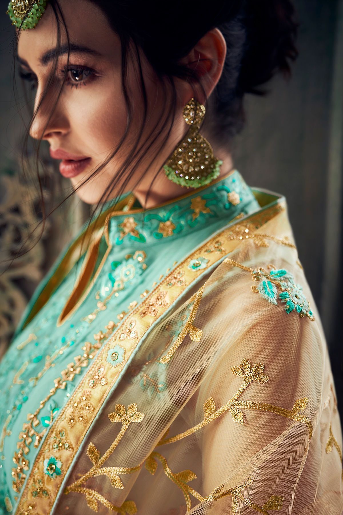 Arctic Blue Heavy Net Party Wear Anarkali Suit