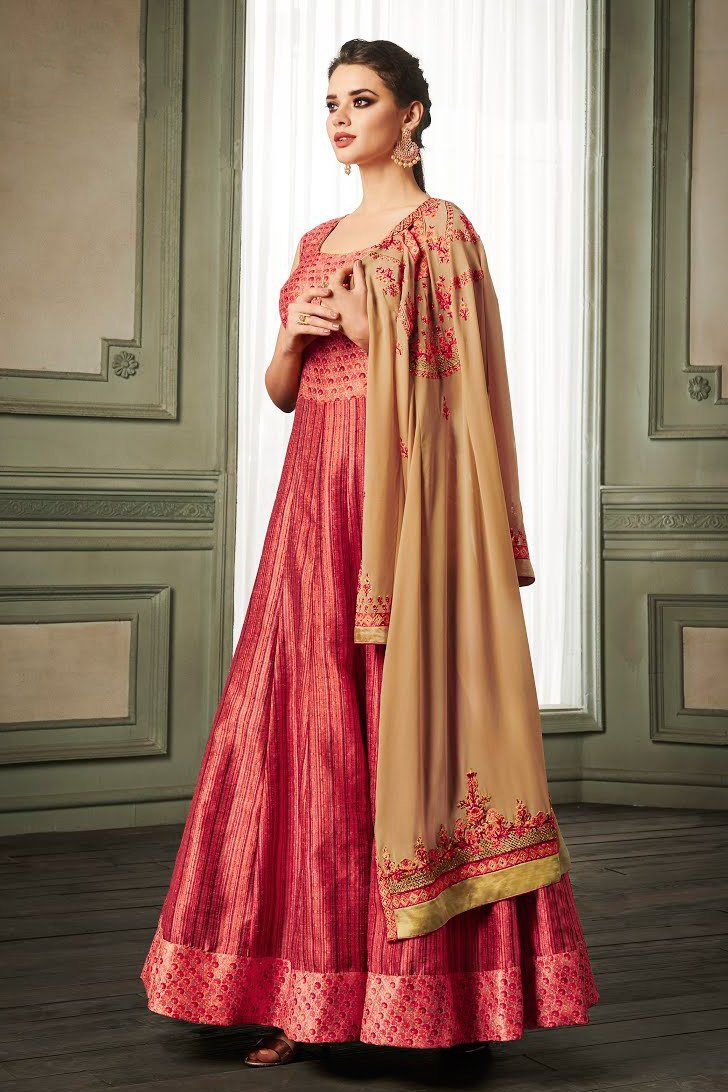 Pink Georgette Party Wear Anarkali Suit