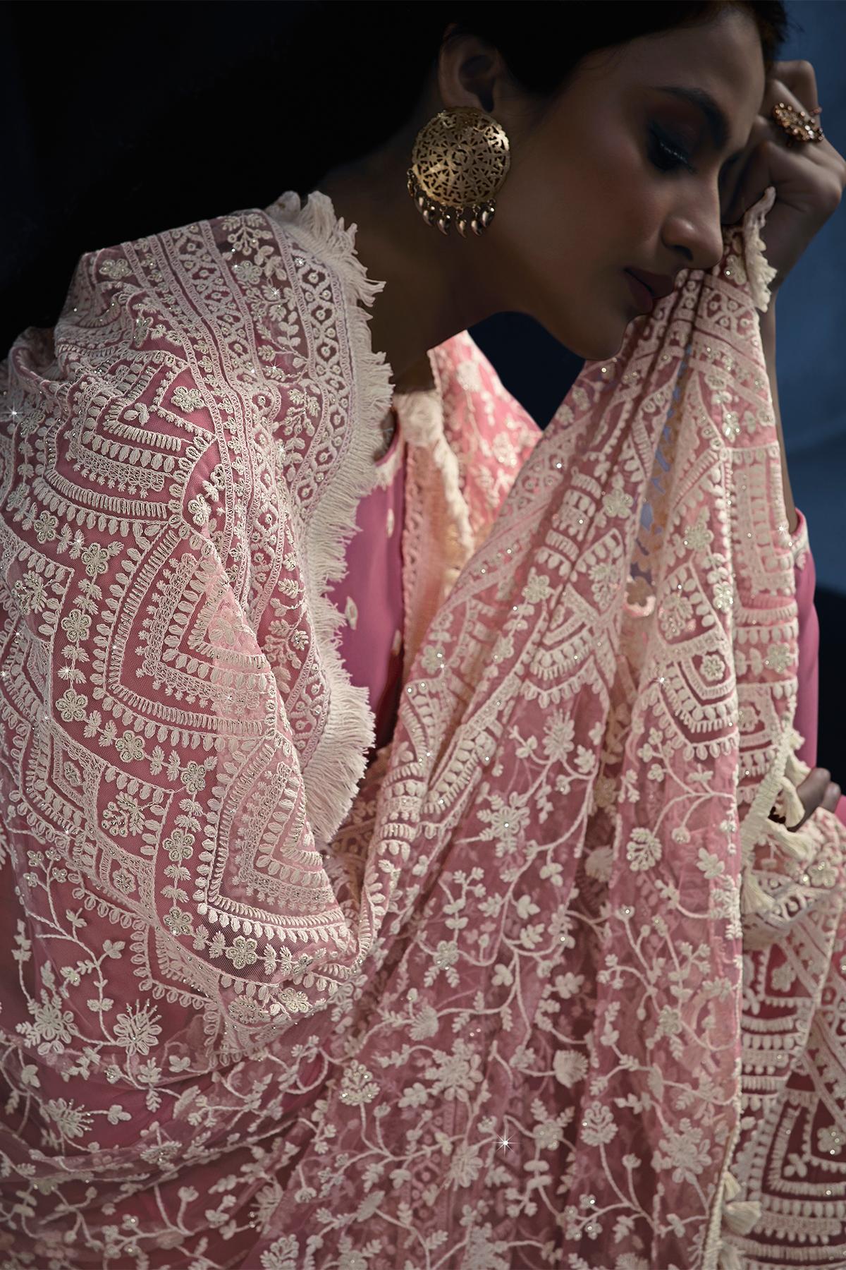 Baby Pink Designer Georgette Gown