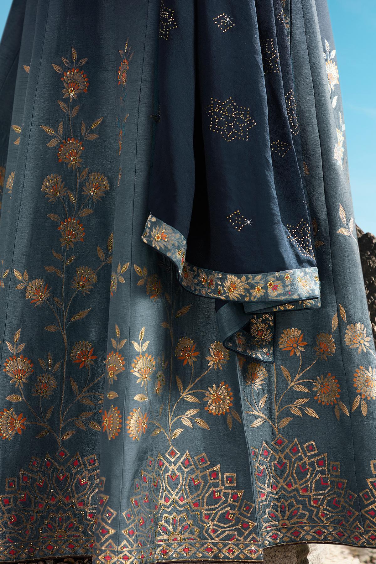 Blue Embroidered Designer Anarkali Suit