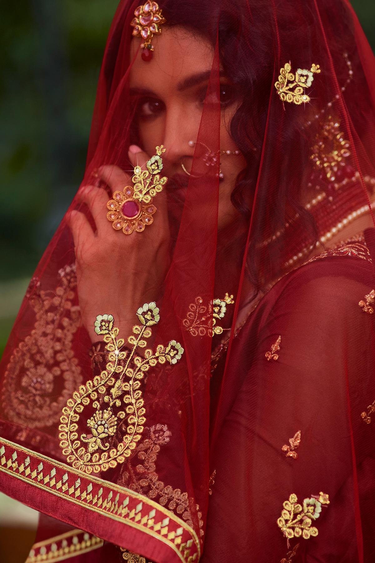 Brown And Red Designer Gharara Suit