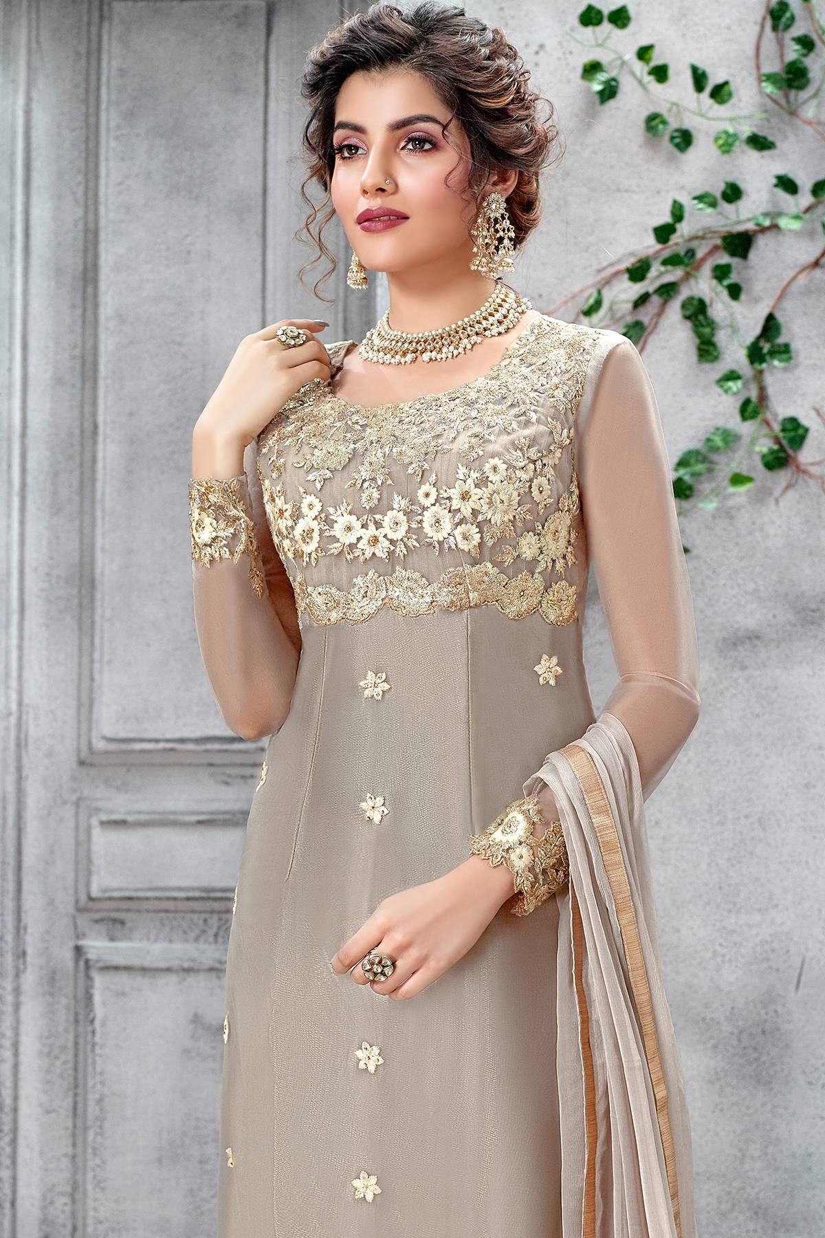 Butterfly Net Light Grey Straight Suit