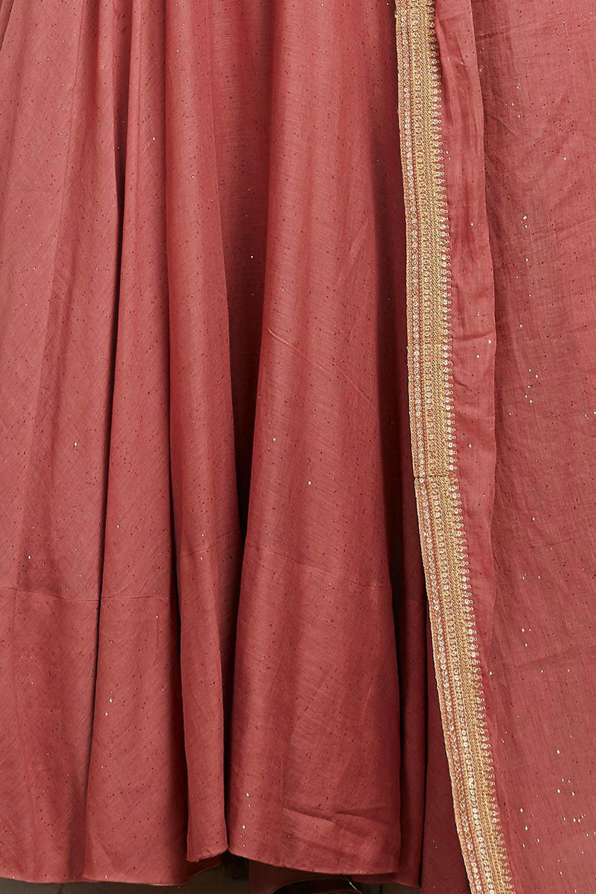 Carrot Pink Designer Cotton Maslin Gown