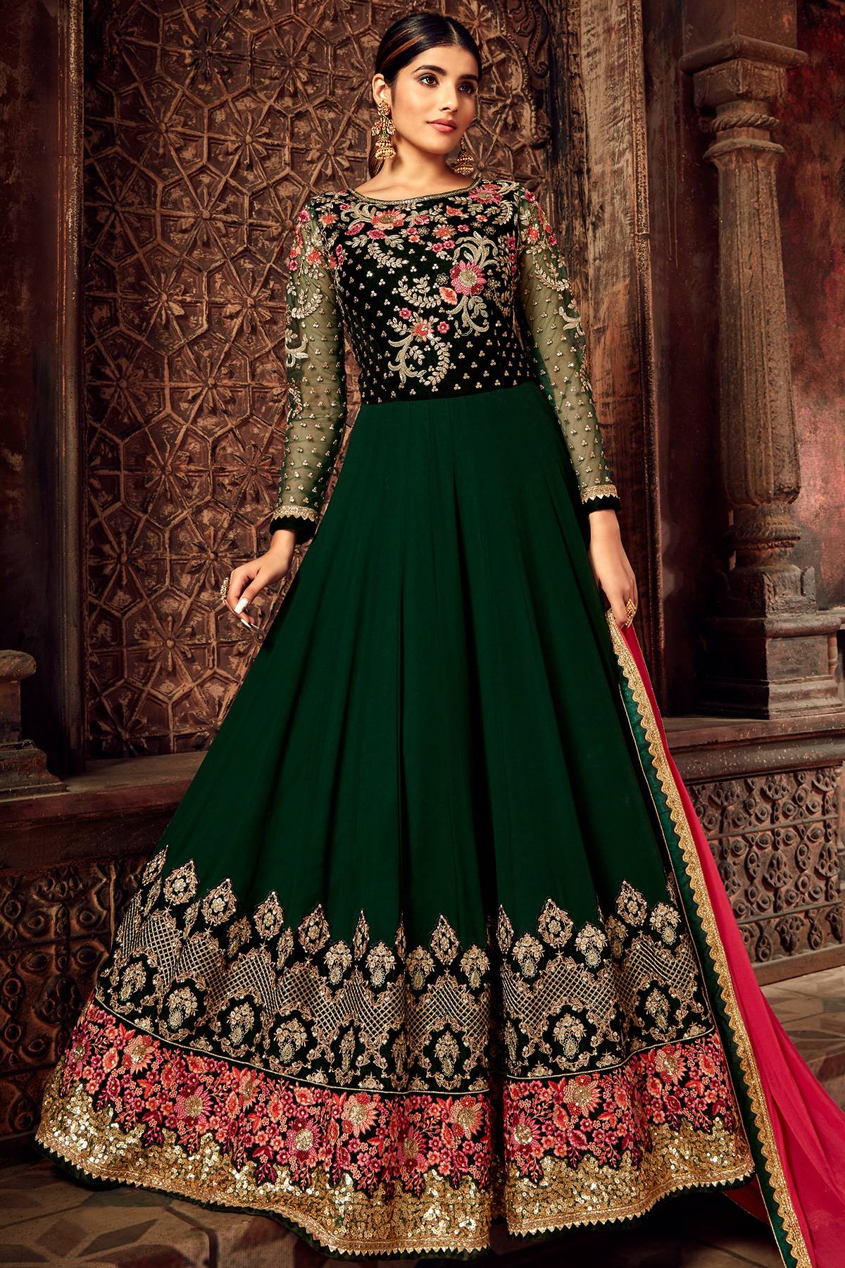 Dark Green Designer Anarkali Suit