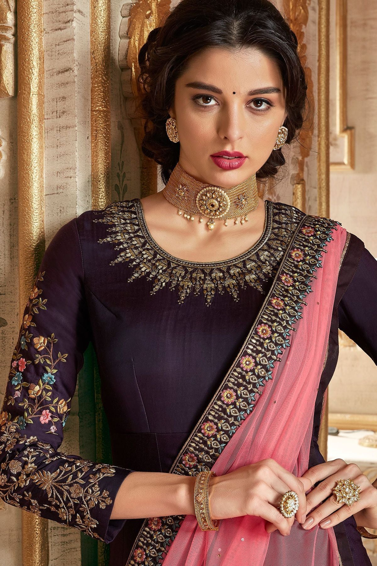 Dark Violet Party Wear Anarkali Suit