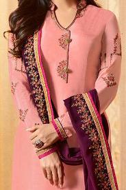 Charming Pink and Purple Georgette Patry Wear Suit