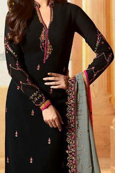 Night-Black Georgette Party Wear suit