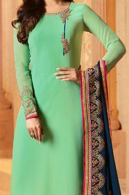 Green and Blue Georgette Party Wear suit