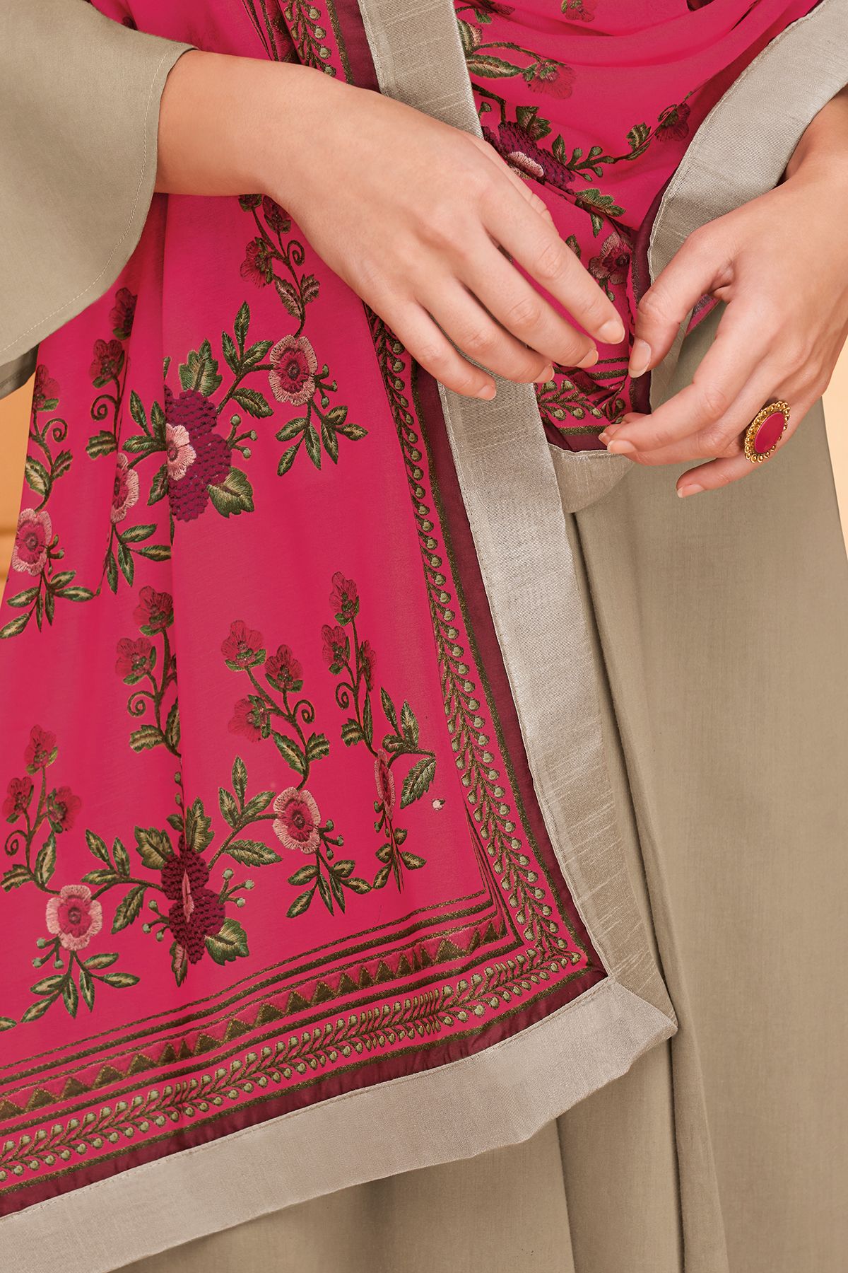 Flint Grey Maslin Designer Palazzo Suit