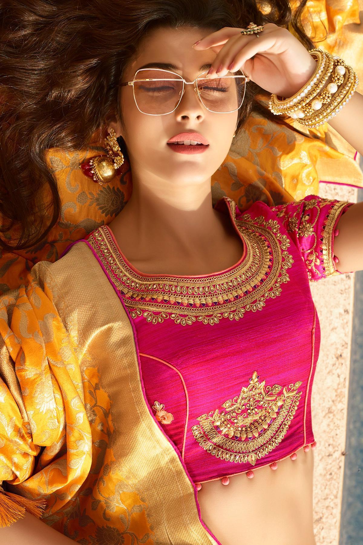 Fuscia Pink Silk Party Wear Lehenga Choli
