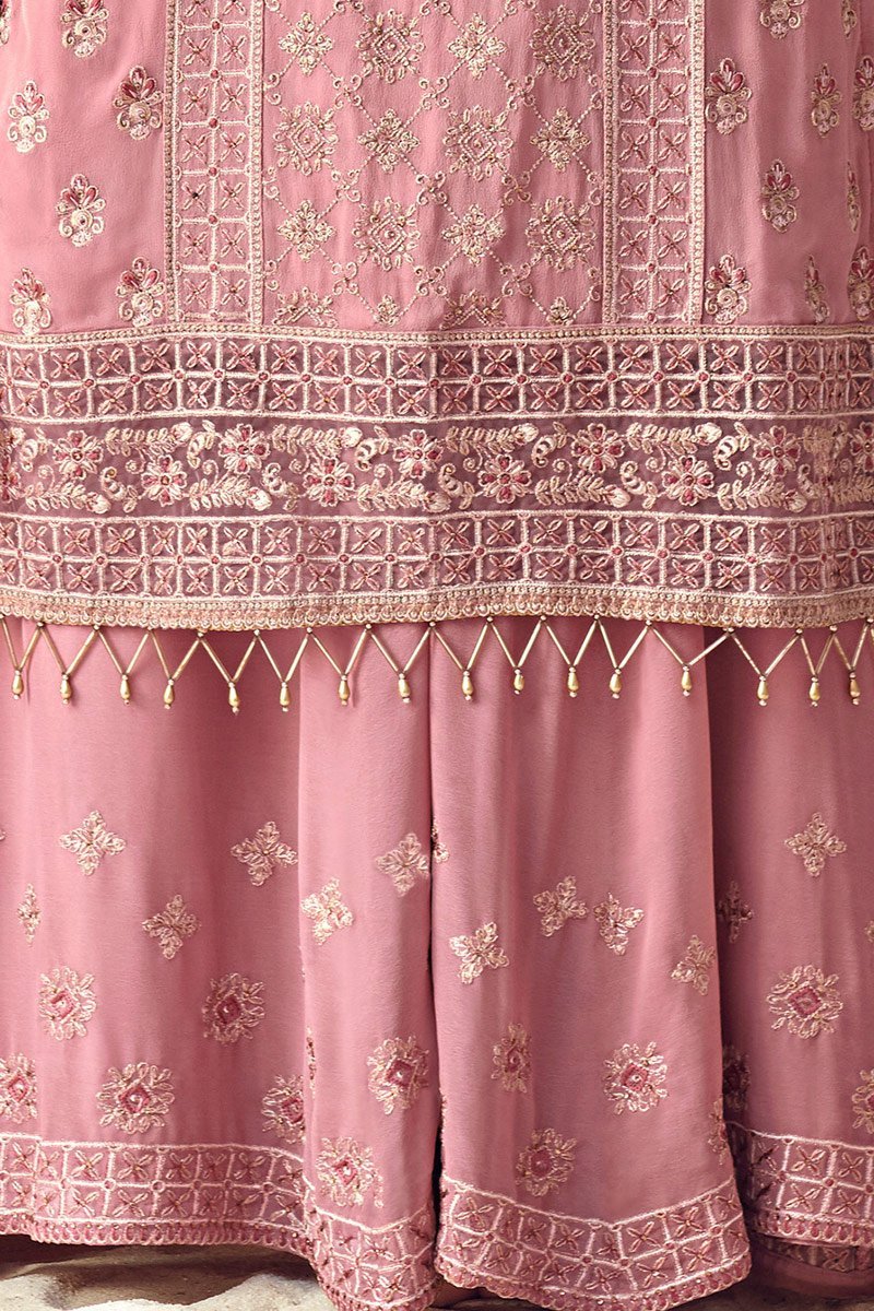Pink Georgette Party Wear Suit with Sharara
