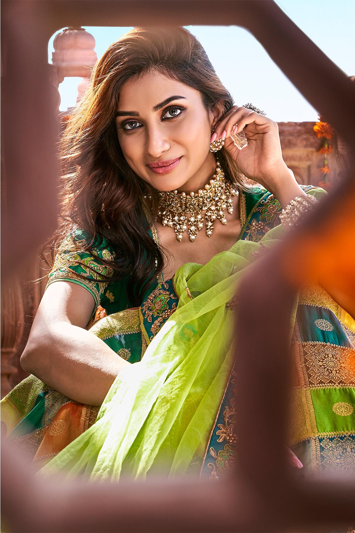 Green Banarasi Silk Wedding Lehenga Choli Set