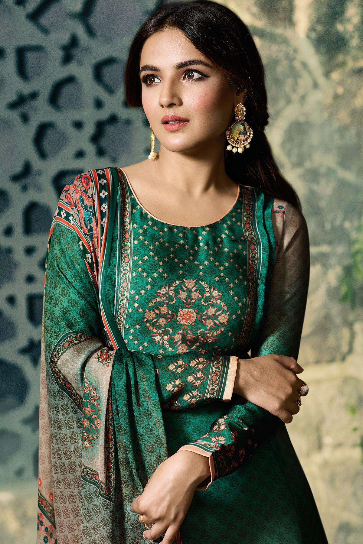 Green Dual Tone Georgette Sharara Suit
