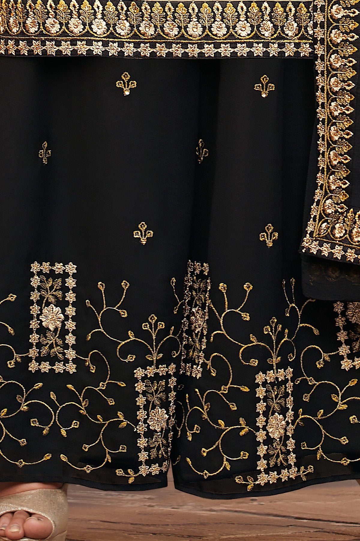 Sage Green and Midnight Black party wear Palazzo style suit