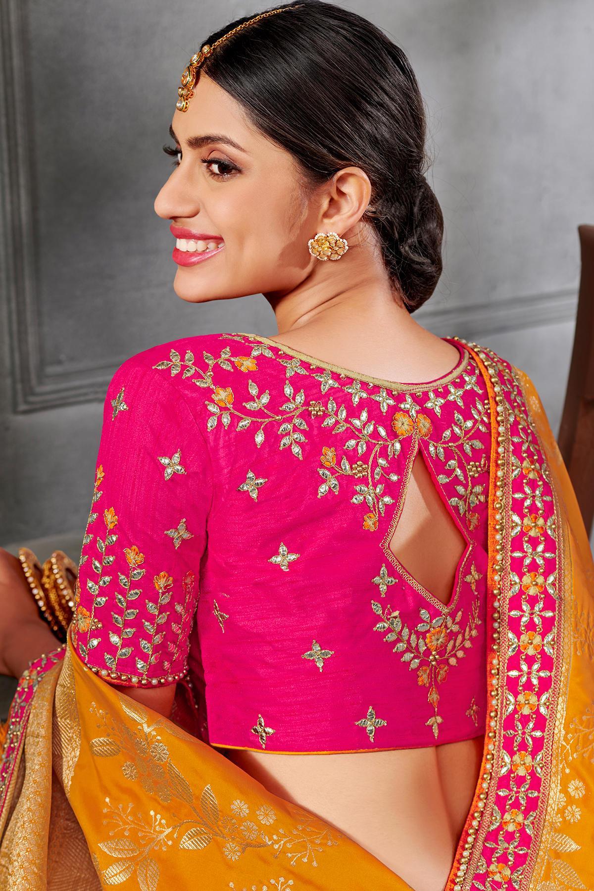 Hot Pink Silk Lehenga Choli