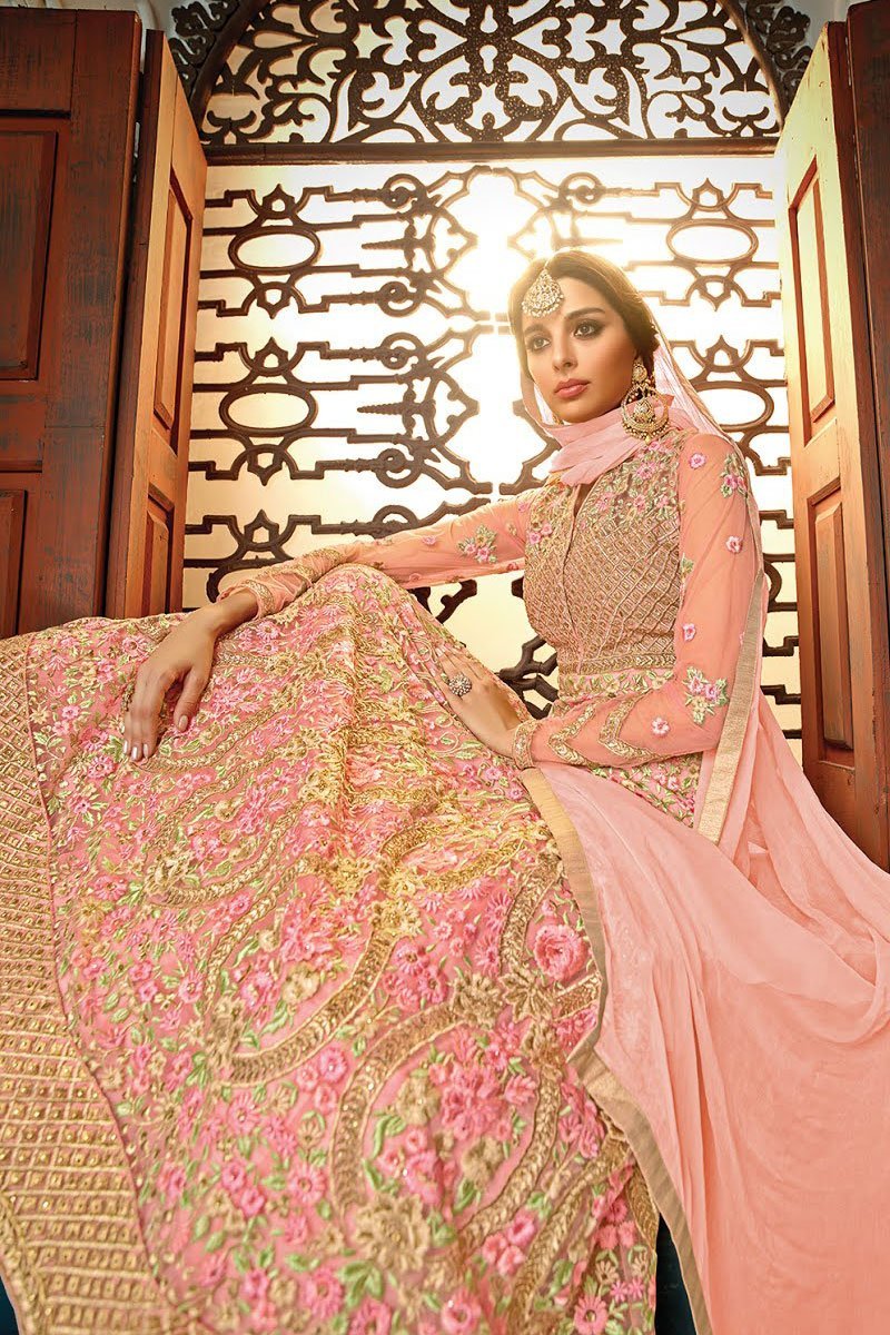 Rose Pink Party Wear Anarkali Style Suit