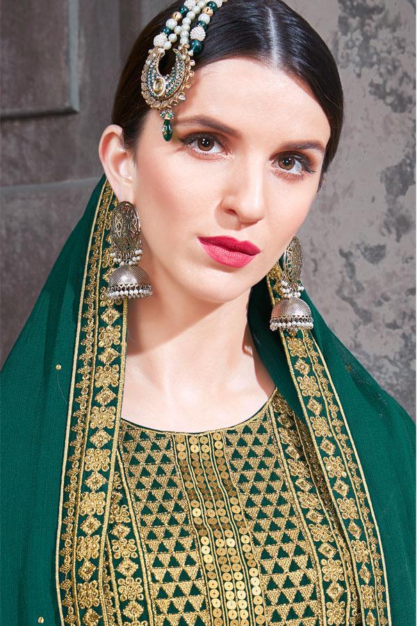 Stunning Green Party Wear Suit with Palazzo