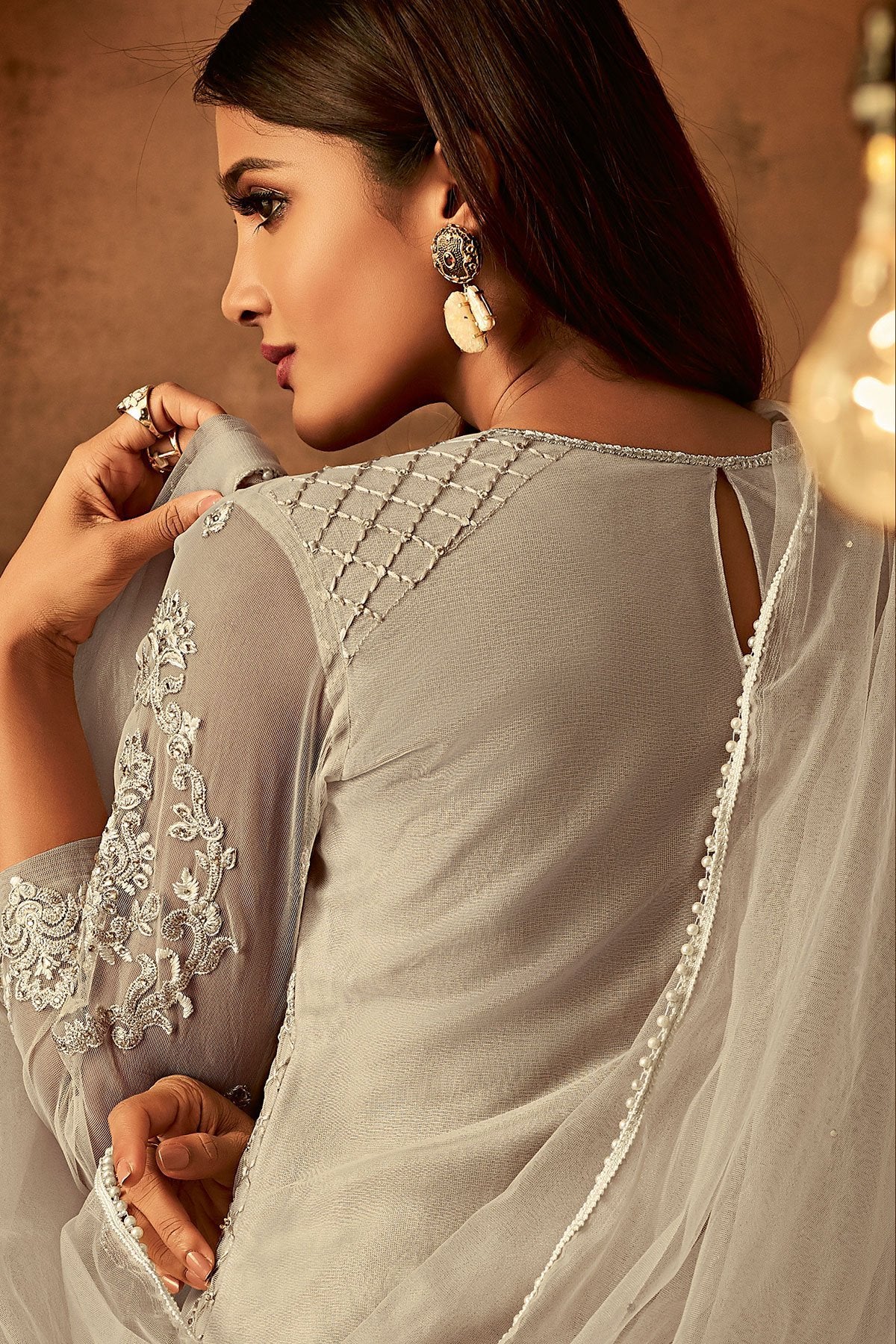 Slaty-White pretty looking designer Palazzo suit