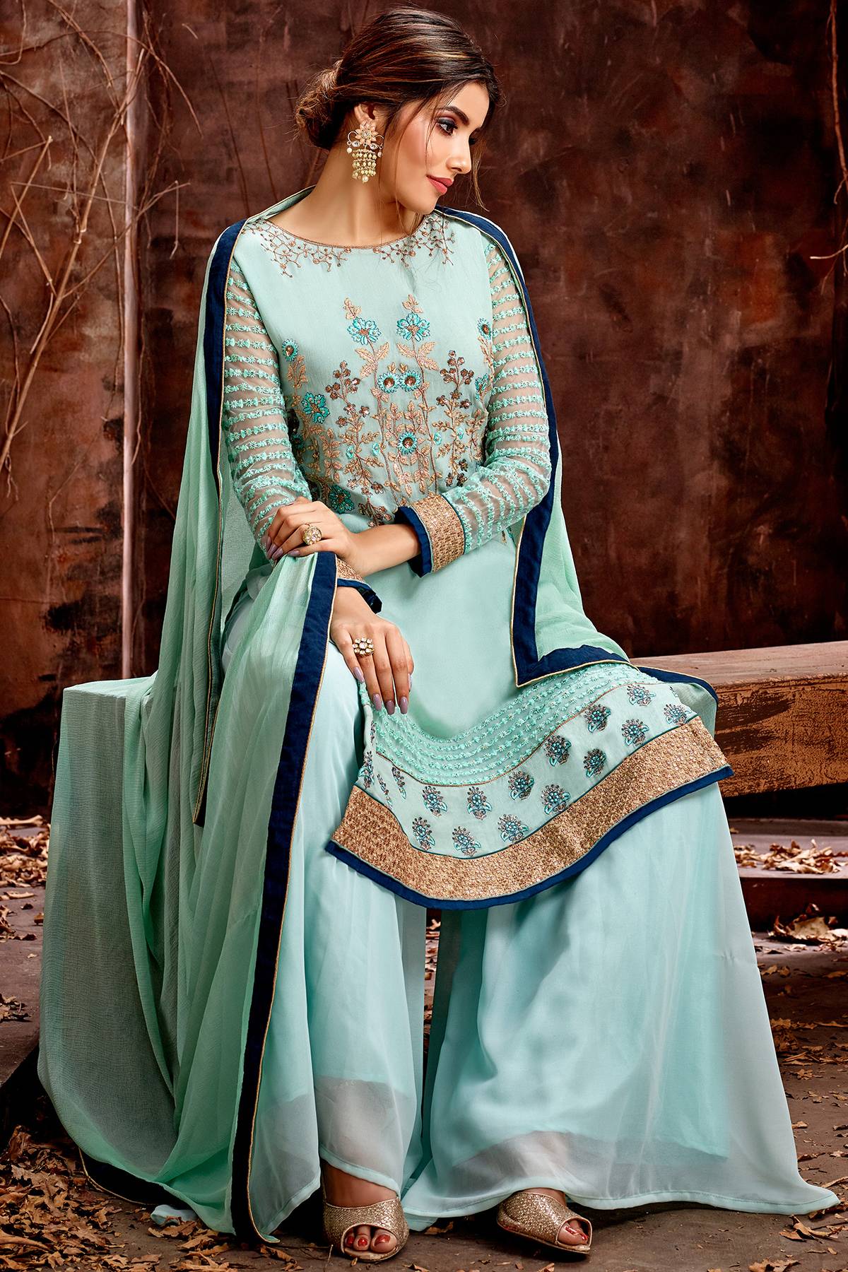 Light Green Designer Straight Cut Suit