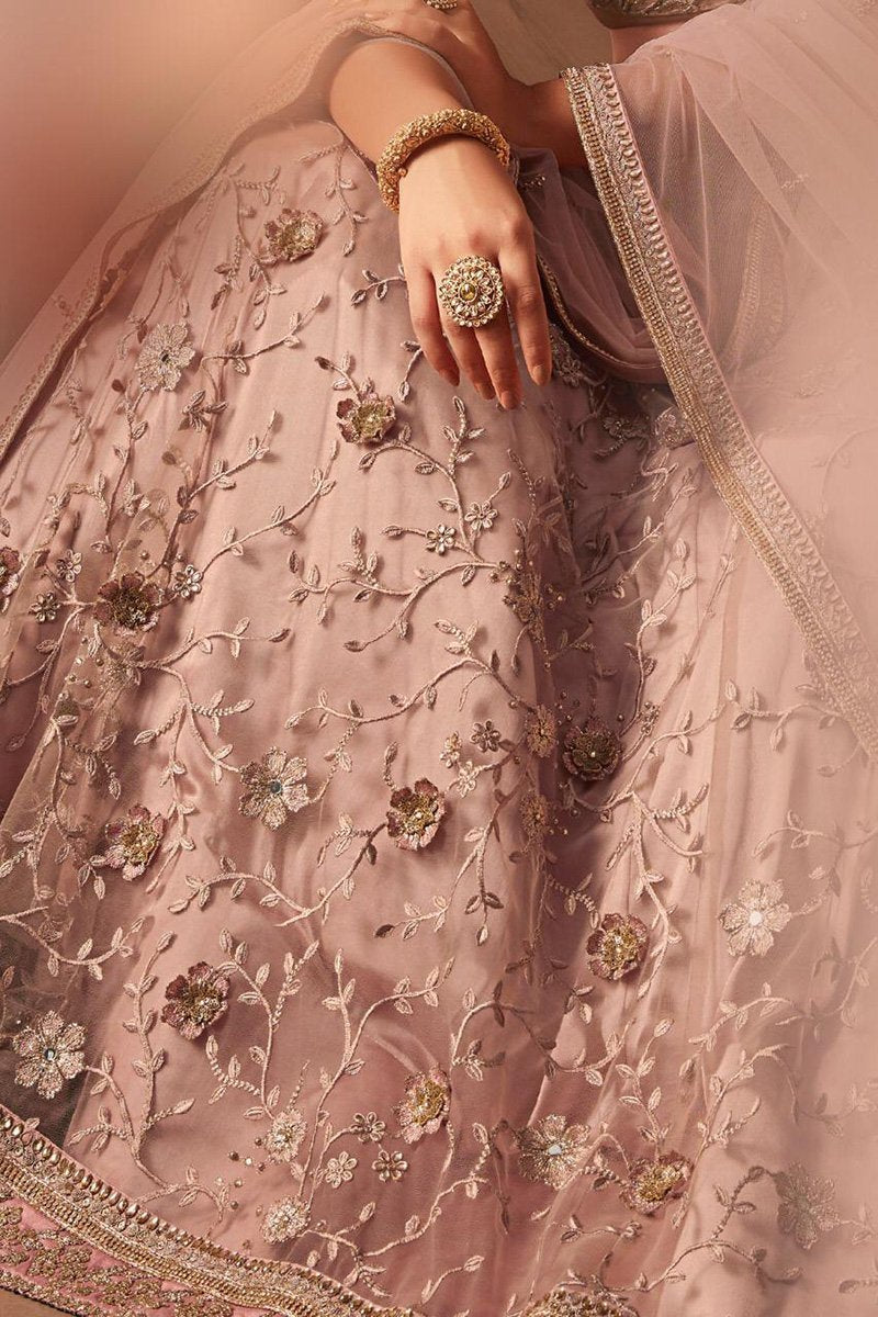 Tea Rose Pink Silk Lehenga Set