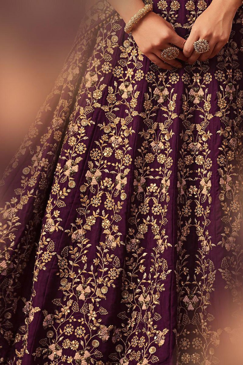 Byzantium Purple Silk Lehenga Set