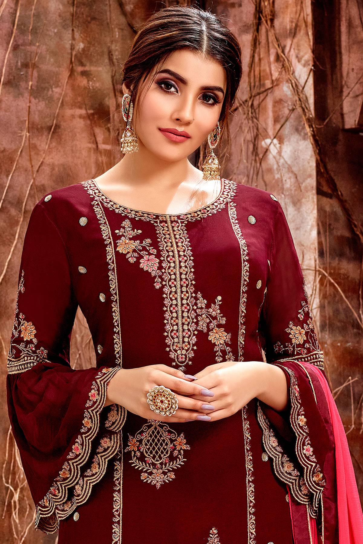 Maroon Designer Straight Cut Suit