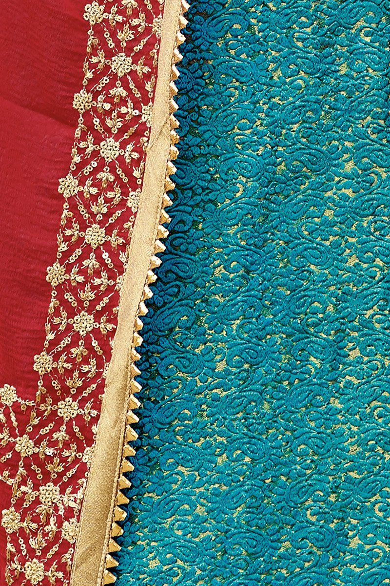 Sapphire Blue Embroidered Party Wear Suit