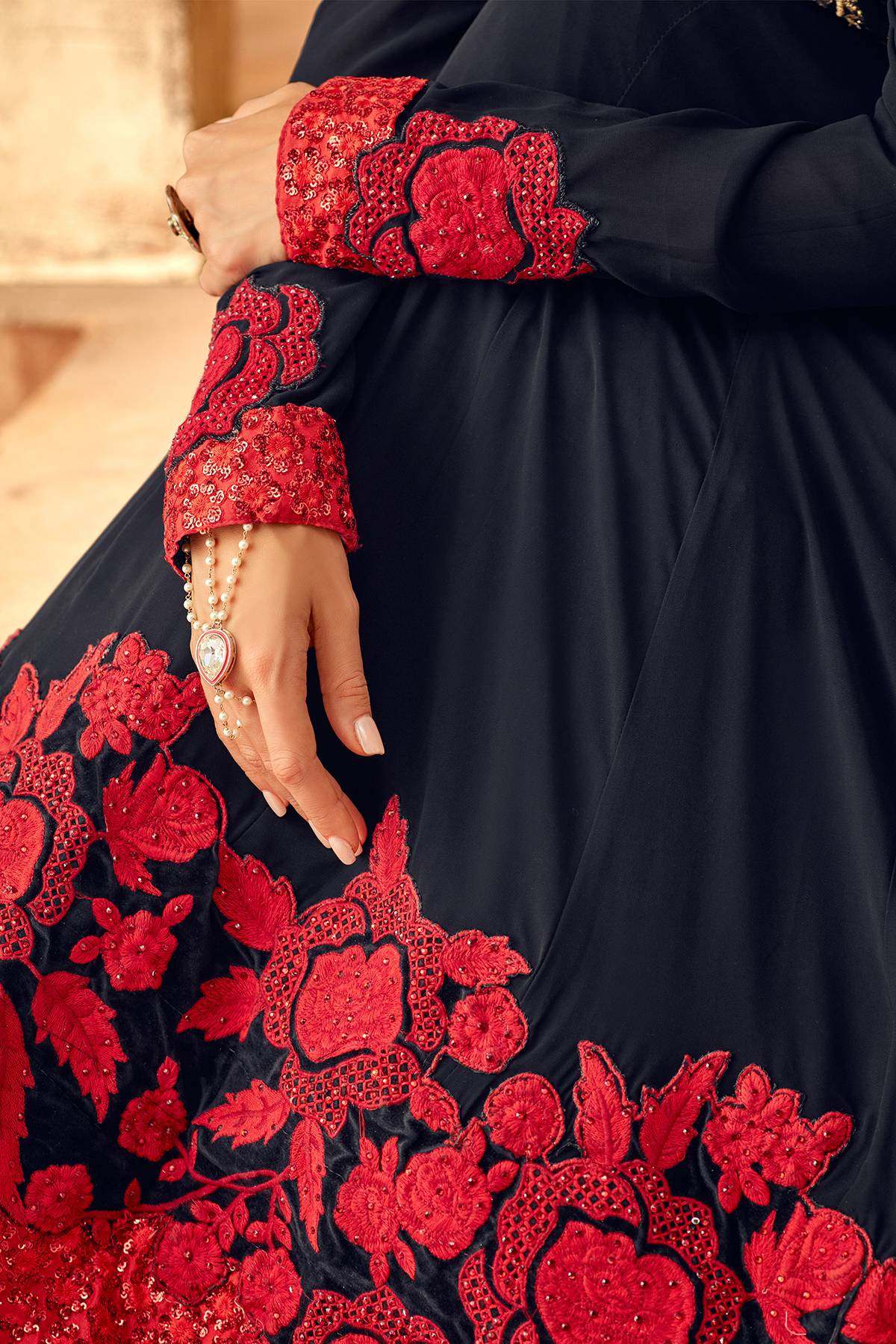 Midnight Blue Designer Party Wear Anarkali Suit