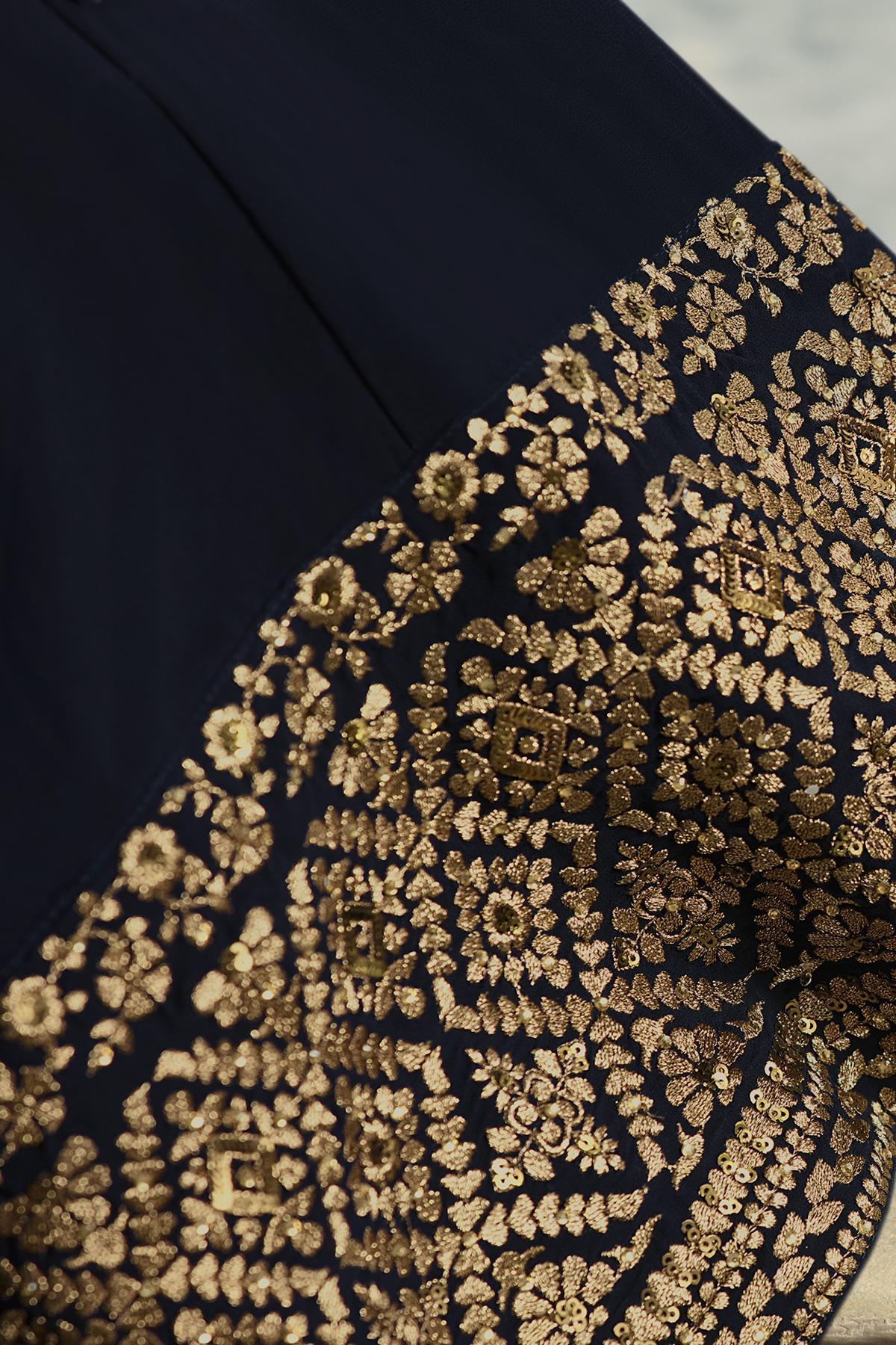 Midnight Blue Embroidered Designer Suit