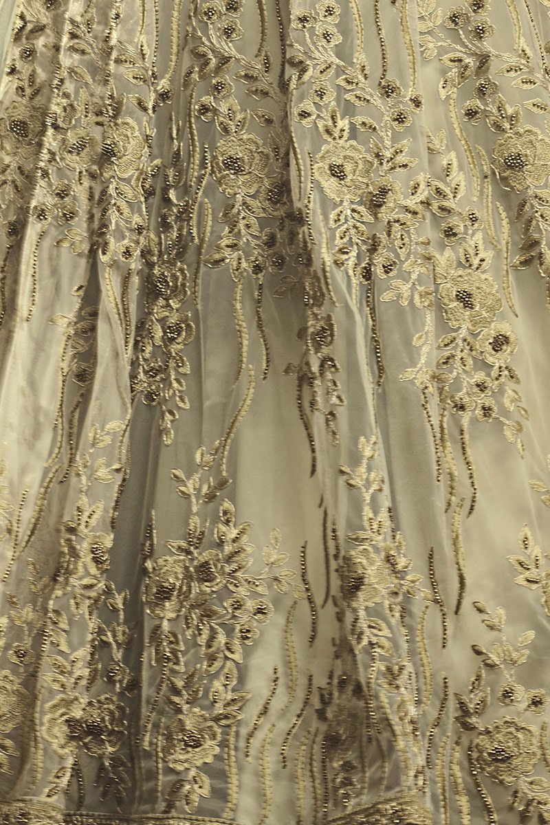 Pretty Cream Party Wear Anarkali Suit with Pants