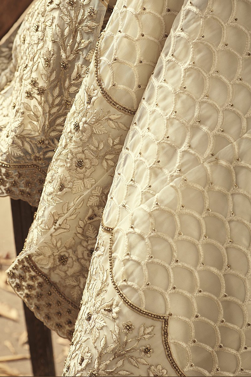 Brilliant Cream Party Wear Anarkali Suit