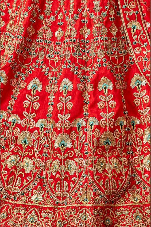Red Silk Party Wear Lehenga Set