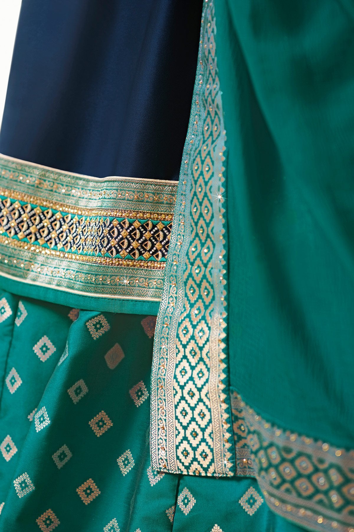 Oxford Blue Satin Georgette Sharara suit