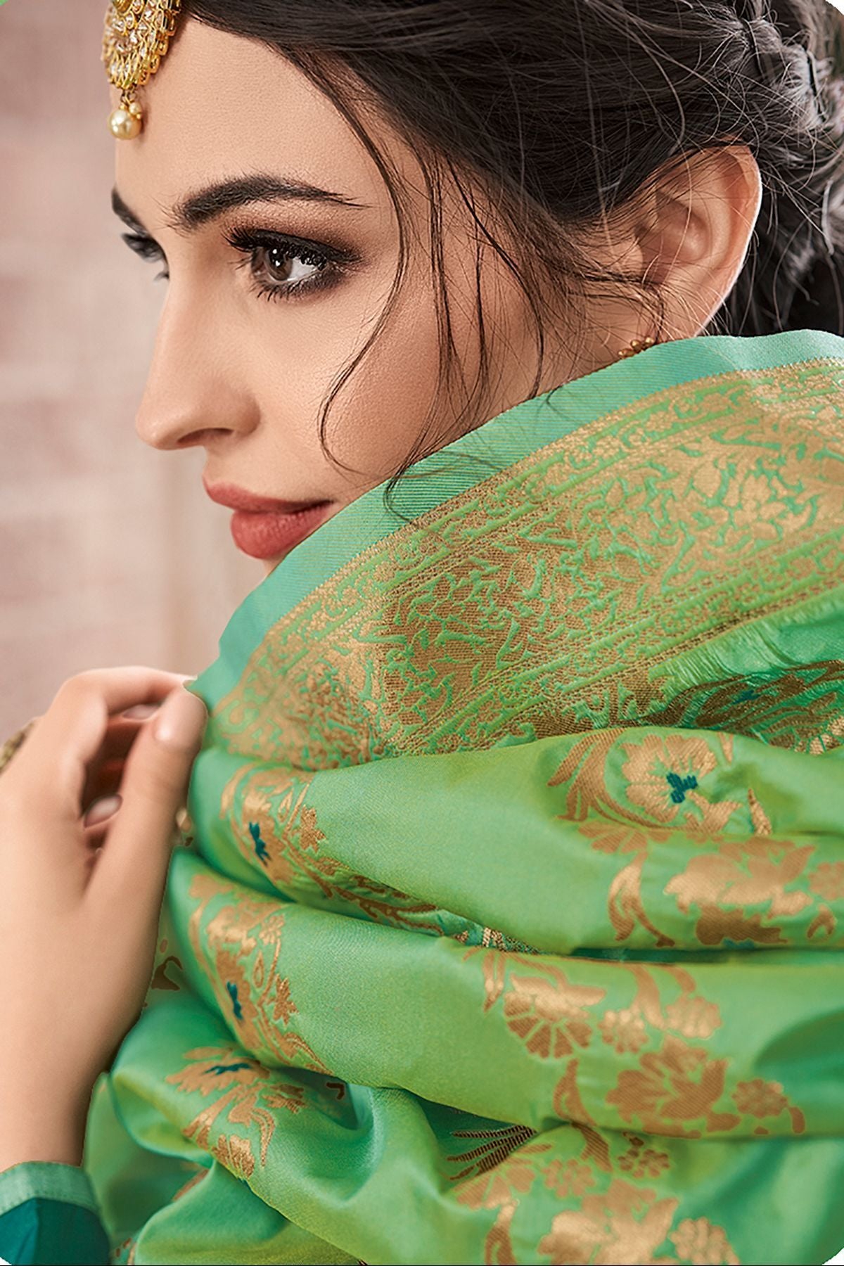 Ocean Blue Embroidered Georgette Straight Suit