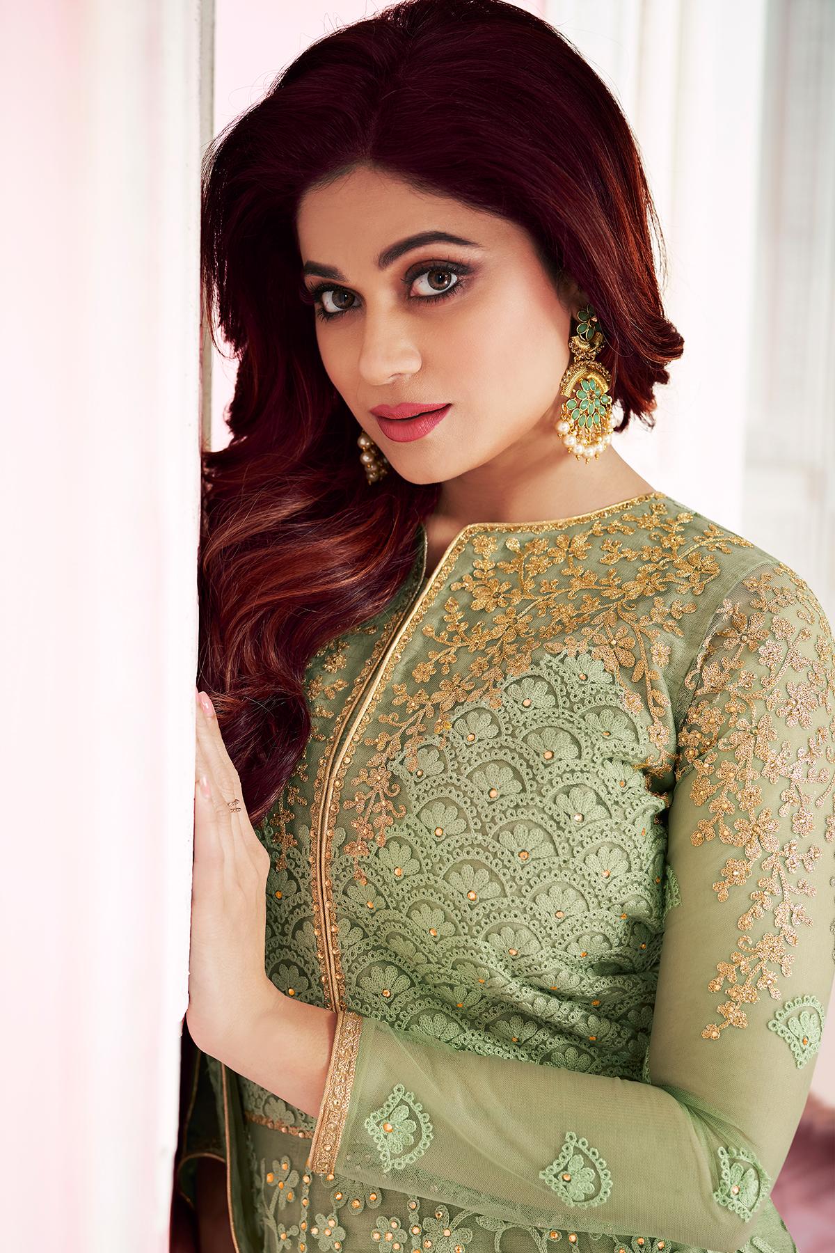 Olive Green Designer Anarkali Suit