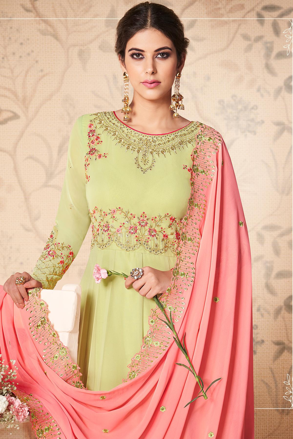 Pastel Green Designer Anarkali Suit