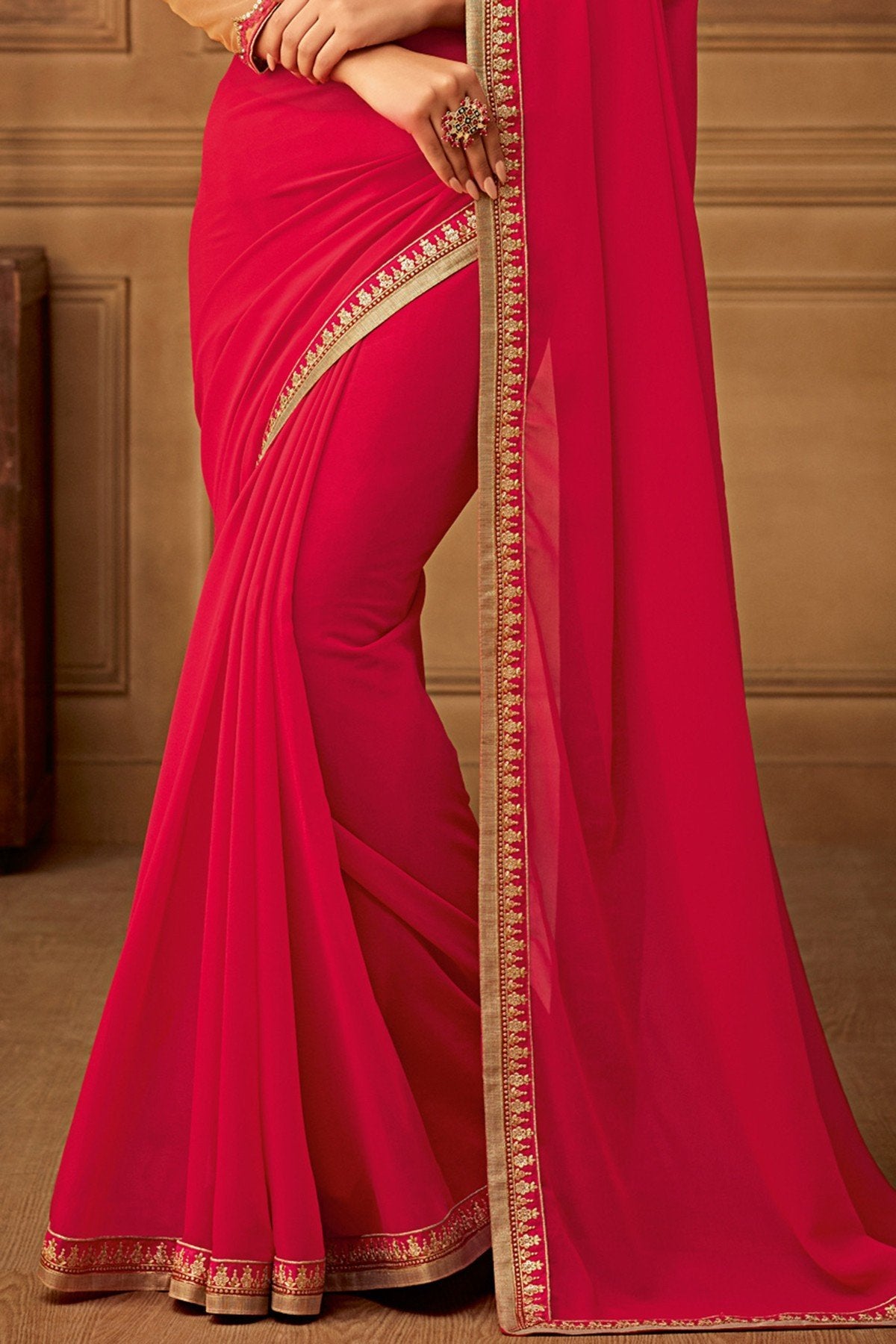 Pink Designer Party Wear Georgette Sari