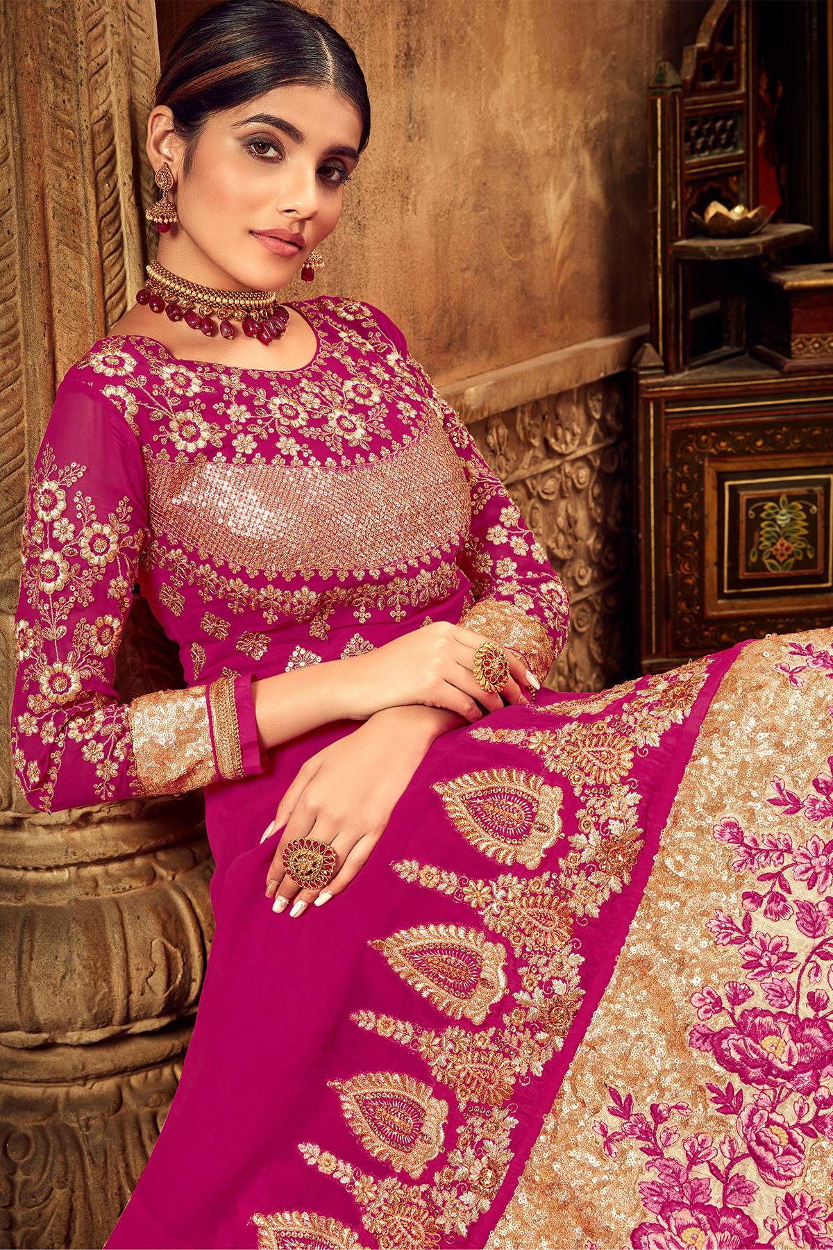 Rani Pink Designer Anarkali Suit