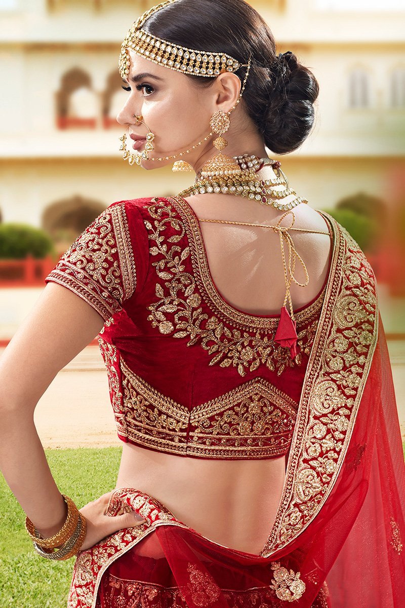 Maroon Velvet Party Wear Lehenga Choli