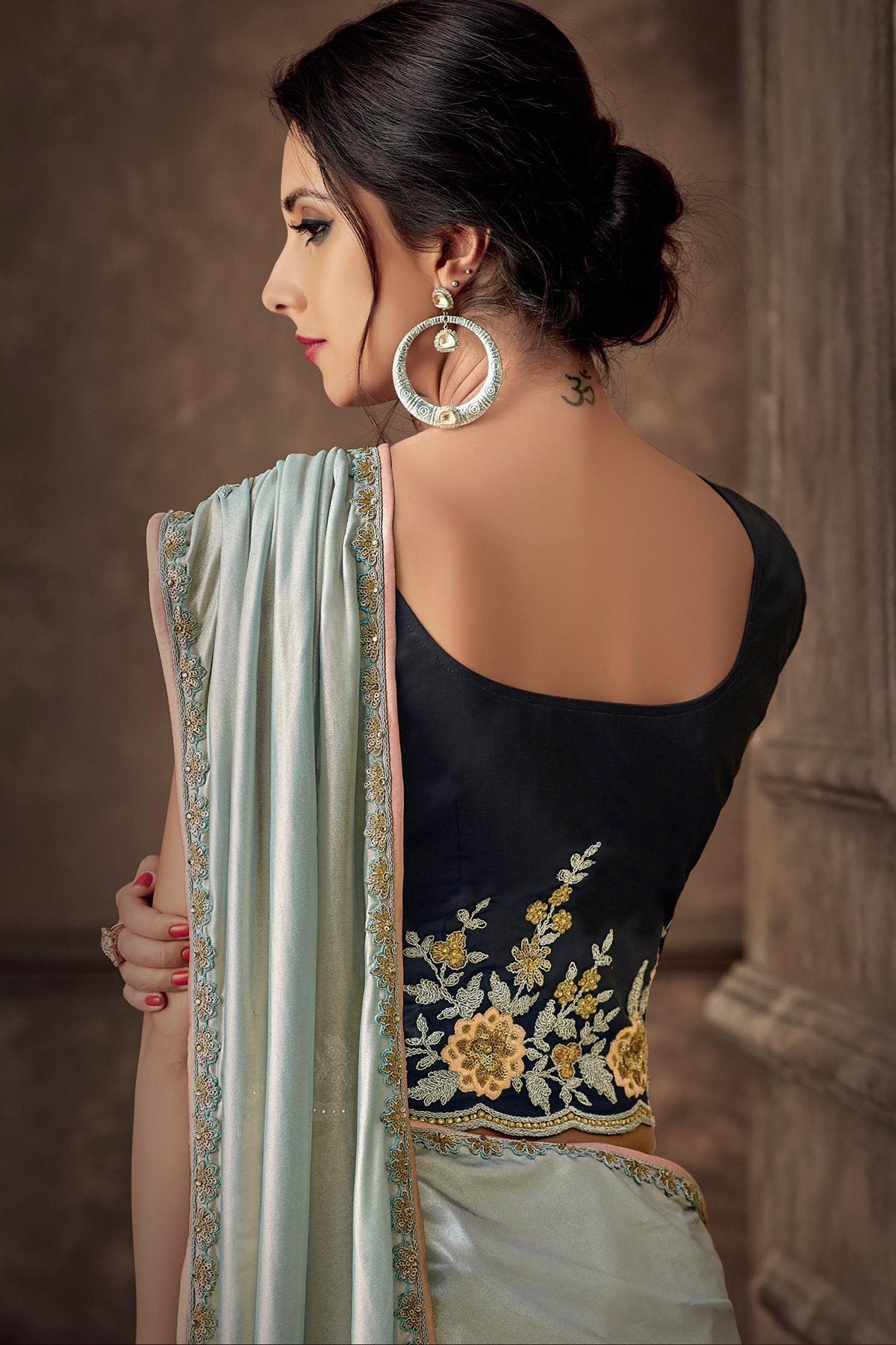 Blue Lehenga set with Cyan Dupatta