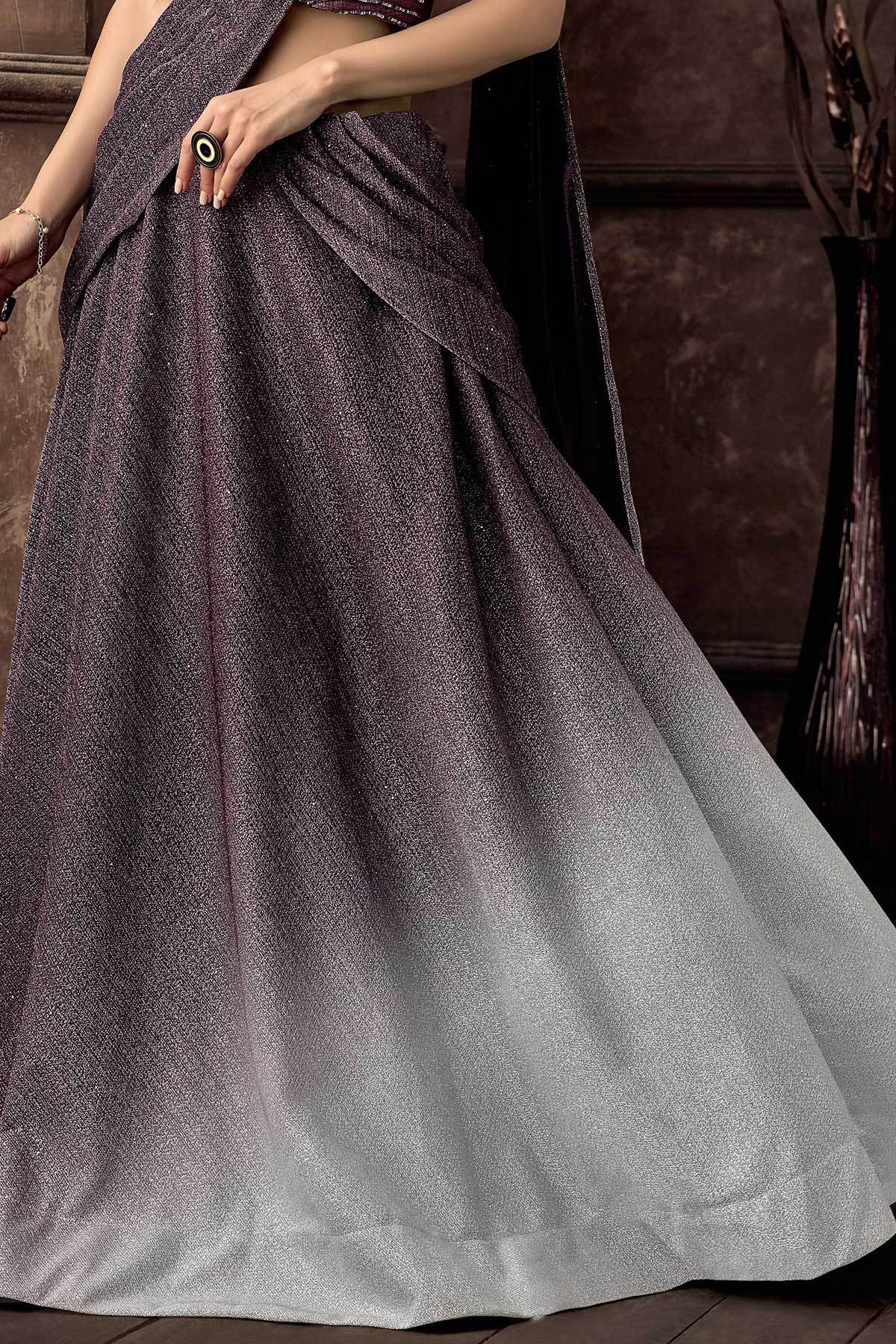 Lavender colored Lehenga with net Blouse