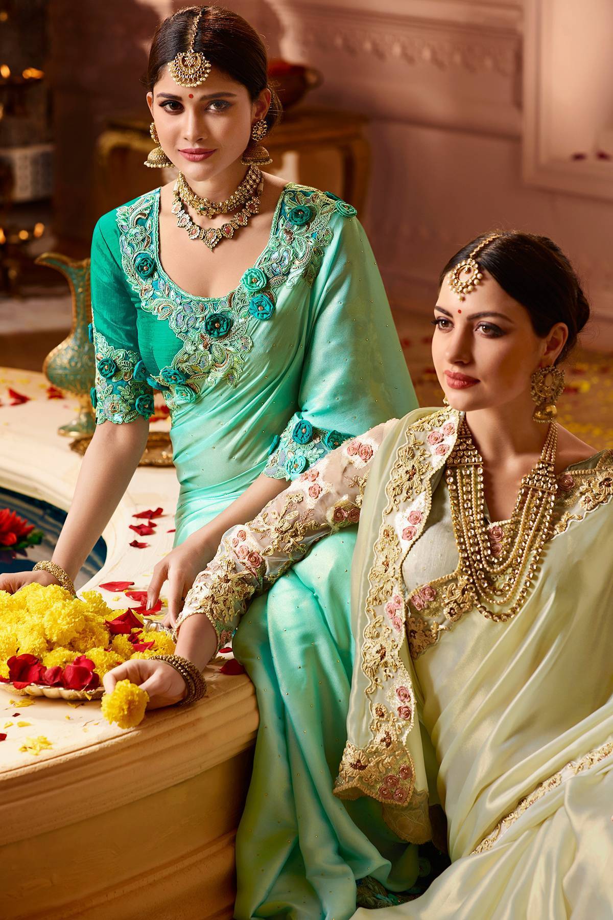 Sky Blue Designer Bridal Silk Sari