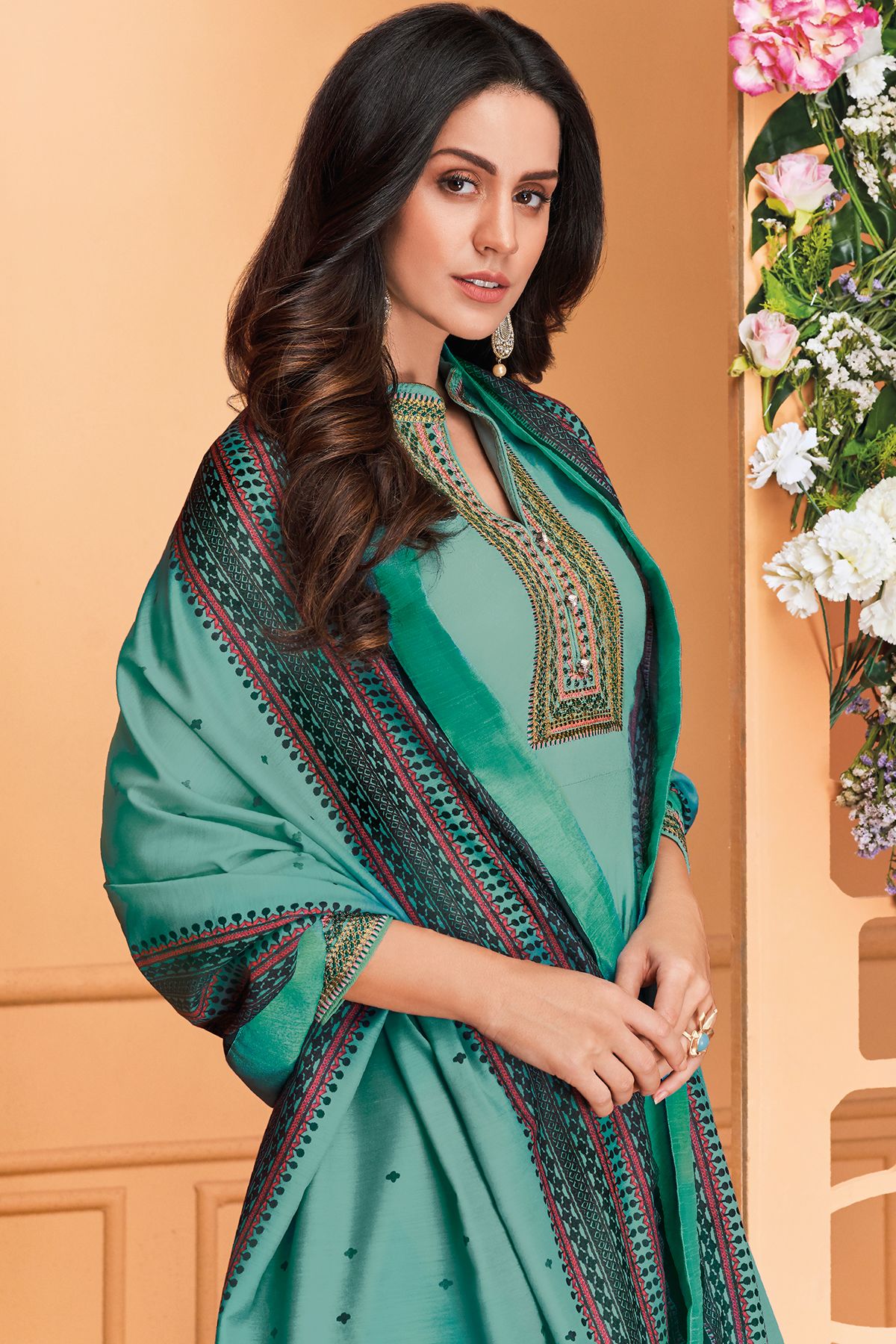 Teal Maslin Designer Palazzo Suit