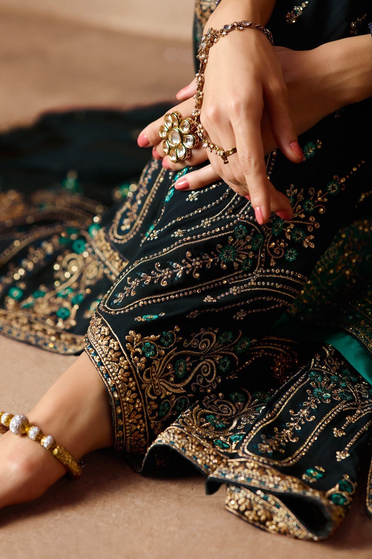 Tiffany Blue and Prussian Blue Georgette Palazzo Suit